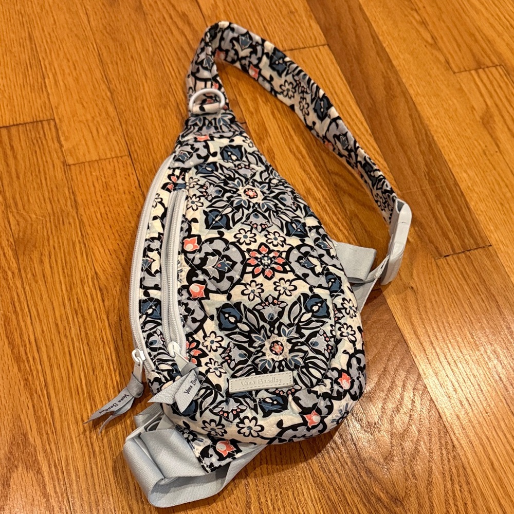 Vera Bradley Floral Sling Bag - Gray and Pink